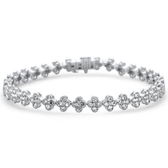 SPECIAL!2.99ct G SI 14K White Gold Diamond Clover Style Bracelet 7" Long