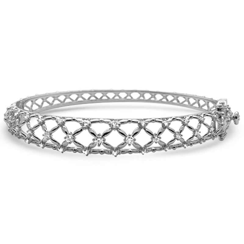 SPECIAL!1.01ct G SI 14K White Gold Diamond Dome Style Bangle Bracelet