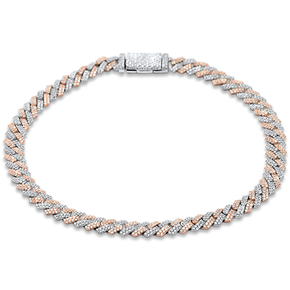 SPECIAL! 5mm 1.97ct G SI 14K Two Tone Gold Diamond Square Cuban Bracelet 8" Long