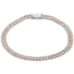 SPECIAL! 5mm 1.97ct G SI 14K Two Tone Gold Diamond Square Cuban Bracelet 8" Long