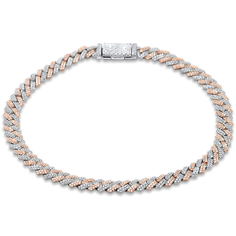 SPECIAL! 5mm 1.97ct G SI 14K Two Tone Gold Diamond Square Cuban Bracelet 8" Long