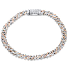 SPECIAL! 5mm 1.81ct G SI 14K Rose Gold Round Diamond Square Cuban Bracelet 7" Long