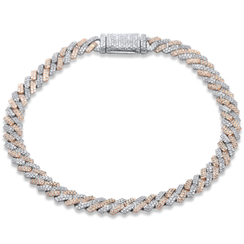 SPECIAL! 5mm 1.81ct G SI 14K Rose Gold Round Diamond Square Cuban Bracelet 7" Long
