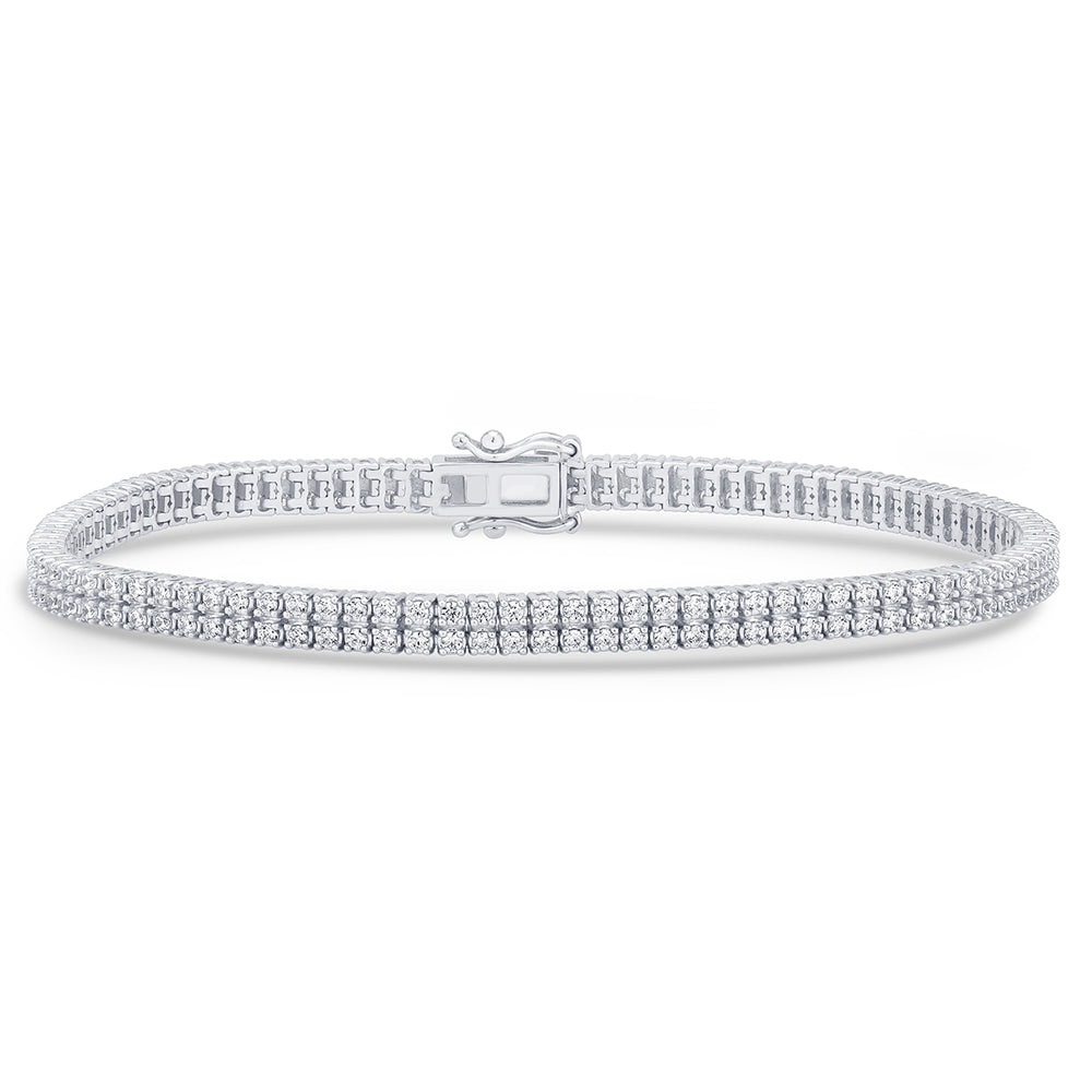 SPECIAL!2.07ct G SI 14K White Gold Diamond Double Tennis Bracelet 7" Long