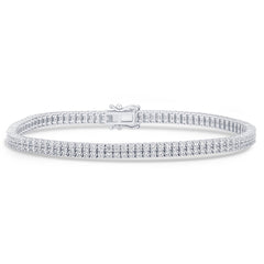 SPECIAL!2.07ct G SI 14K White Gold Diamond Double Tennis Bracelet 7" Long