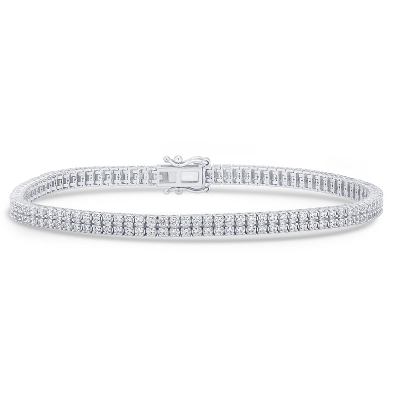 SPECIAL!2.07ct G SI 14K White Gold Diamond Double Tennis Bracelet 7" Long