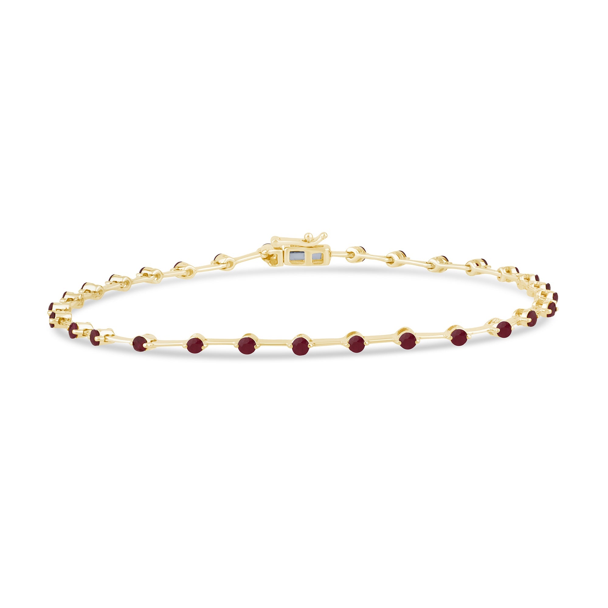 SPECIAL!1.55ct G SI 14K Yellow Gold Diamond & Ruby Gemstones Bracelet 8" Long