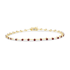 SPECIAL!1.55ct G SI 14K Yellow Gold Diamond & Ruby Gemstones Bracelet 8" Long