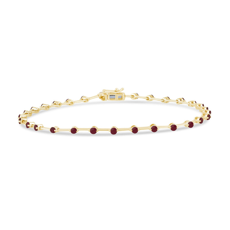 SPECIAL!1.55ct G SI 14K Yellow Gold Diamond & Ruby Gemstones Bracelet 8" Long