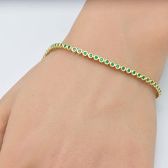 SPECIAL!1.40ct G SI 14K Yellow Gold Emerald Gemstones Bracelet 7" Long