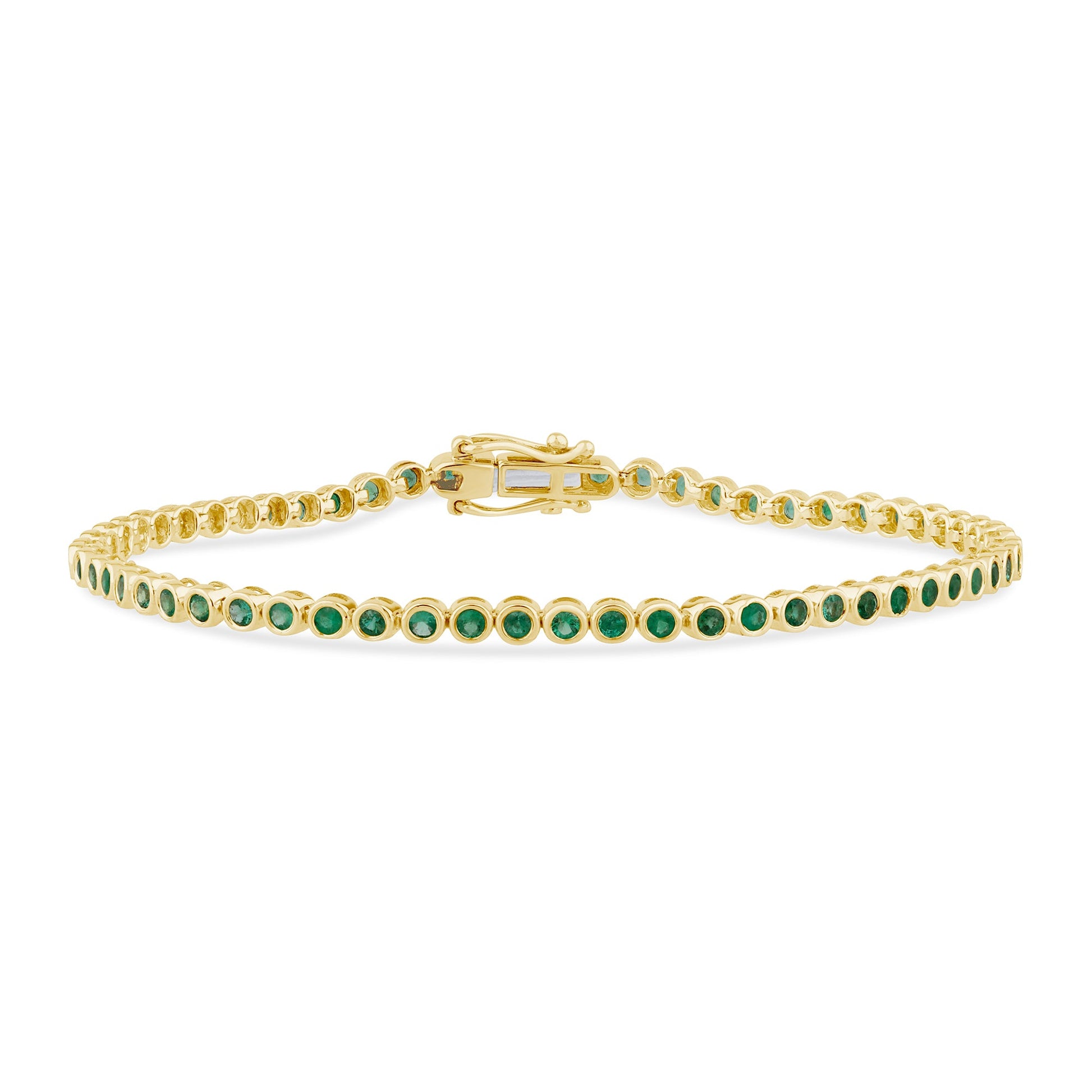 SPECIAL!1.40ct G SI 14K Yellow Gold Emerald Gemstones Bracelet 7" Long