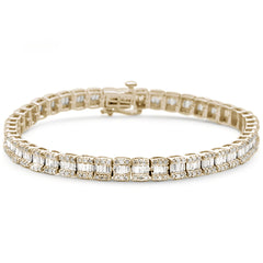SPECIAL! 2.16ct G SI 14K Yellow Gold Round & Baguette Diamond Bracelet 8"