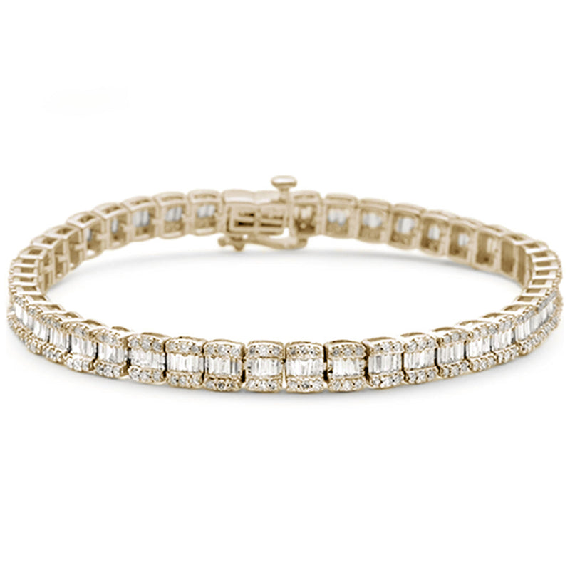 SPECIAL! 2.16ct G SI 14K Yellow Gold Round & Baguette Diamond Bracelet 8"