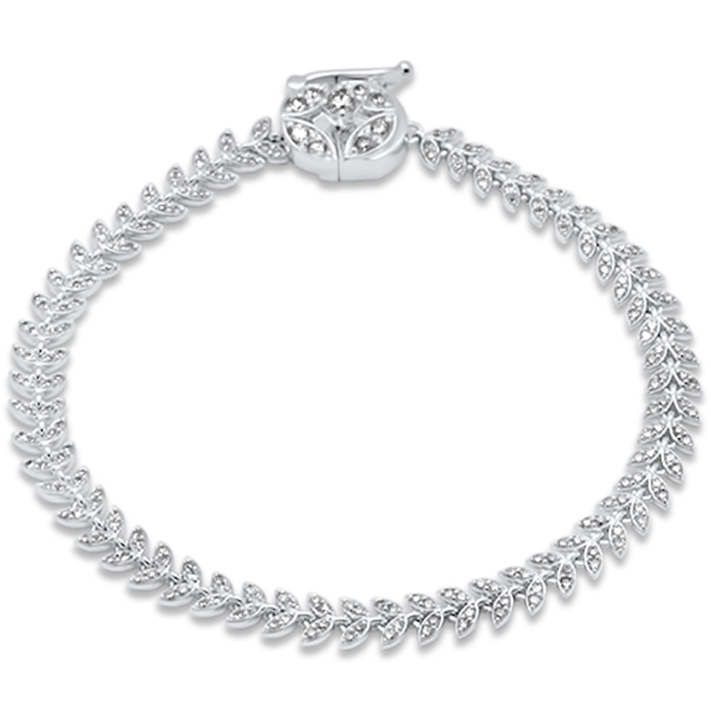 SPECIAL! 1.44ct G SI 14K White Gold Diamond Leaf Style Bracelet 7" Long