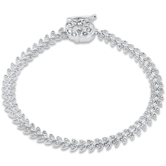 SPECIAL! 1.44ct G SI 14K White Gold Diamond Leaf Style Bracelet 7" Long