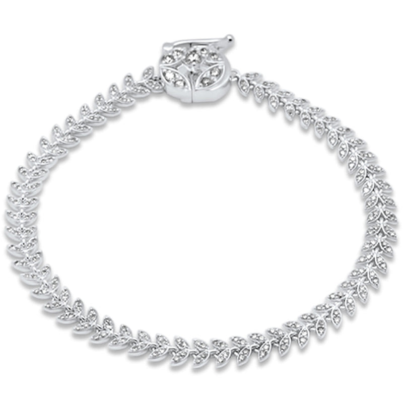 SPECIAL! 1.44ct G SI 14K White Gold Diamond Leaf Style Bracelet 7" Long
