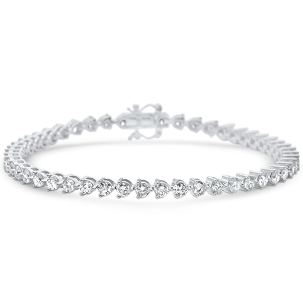 SPECIAL! 4.18ct G SI 14K White Gold Diamond 3-Prong Tennis Bracelet 7" Long