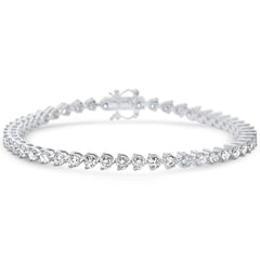 SPECIAL! 4.18ct G SI 14K White Gold Diamond 3-Prong Tennis Bracelet 7" Long