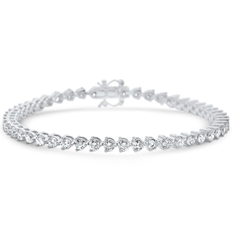 SPECIAL! 4.18ct G SI 14K White Gold Diamond 3-Prong Tennis Bracelet 7" Long