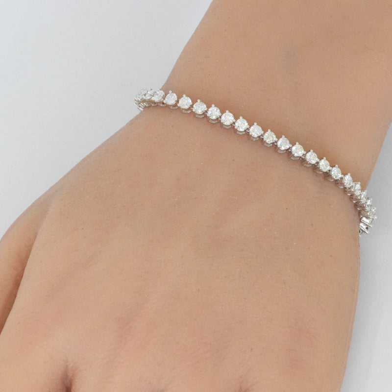 SPECIAL! 4.18ct G SI 14K White Gold Diamond 3-Prong Tennis Bracelet 7" Long