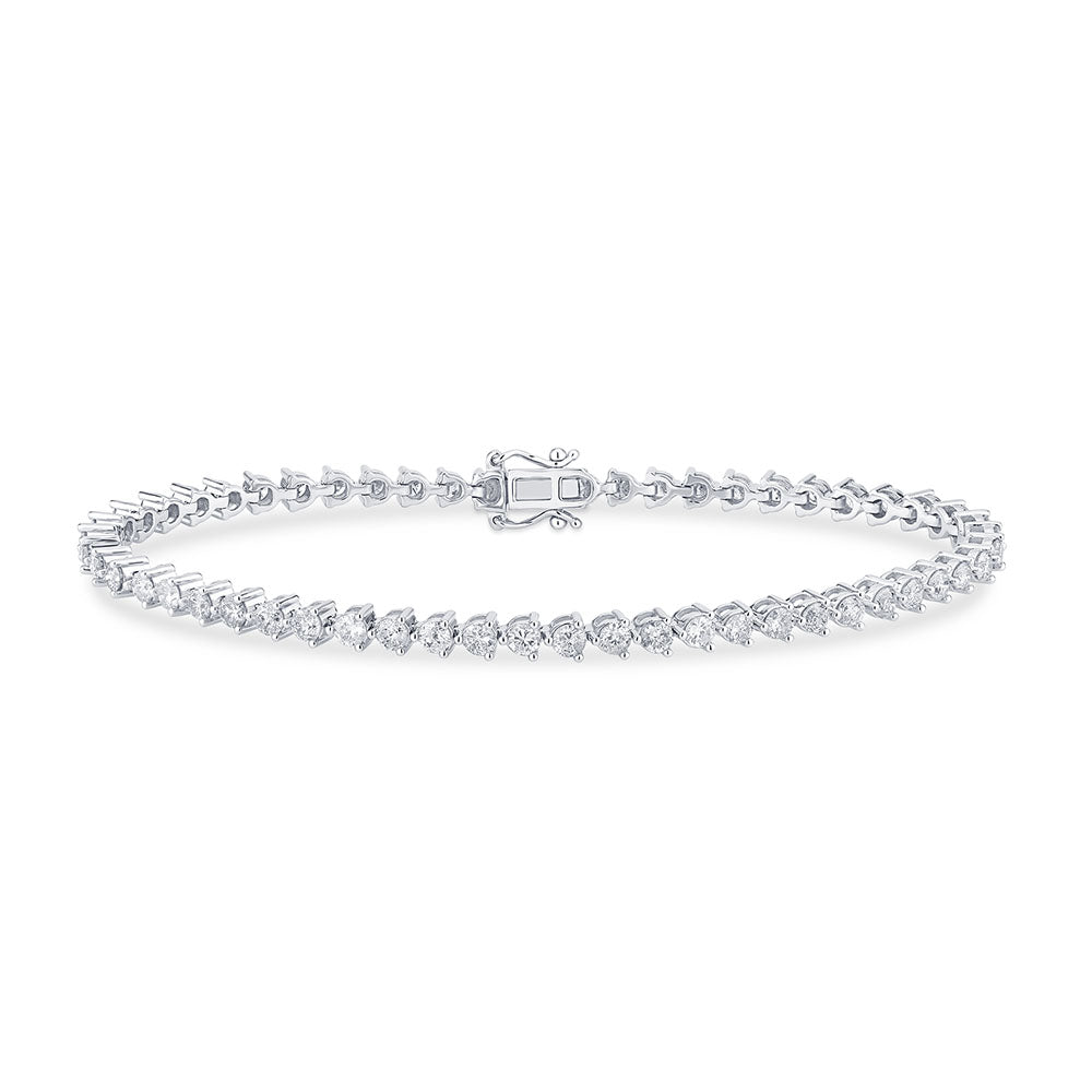 SPECIAL! 2.97ct G SI 14K White Gold Diamond 3-Prong Tennis Bracelet 7" Long
