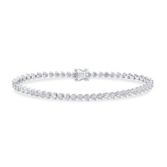 SPECIAL! 2.97ct G SI 14K White Gold Diamond 3-Prong Tennis Bracelet 7" Long