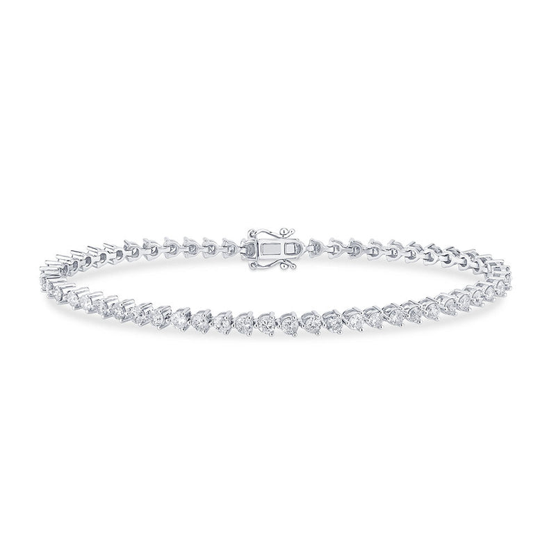 SPECIAL! 2.97ct G SI 14K White Gold Diamond 3-Prong Tennis Bracelet 7" Long