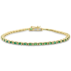 SPECIAL! 1.95ct G SI 14K Yellow Gold Emerald Gemstones Bracelet 7" Long