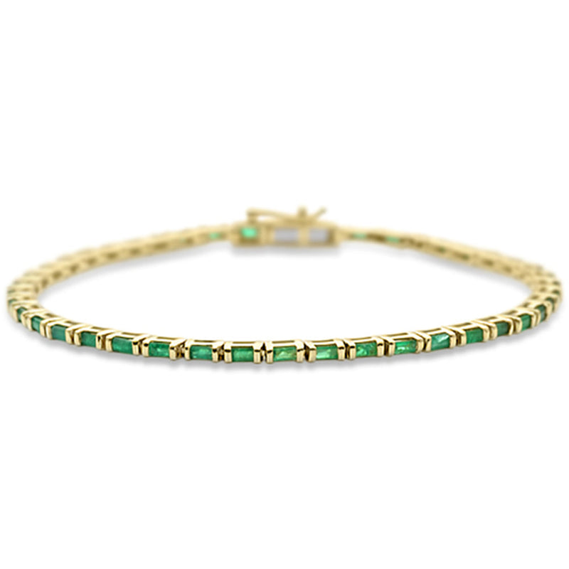 SPECIAL! 1.95ct G SI 14K Yellow Gold Emerald Gemstones Bracelet 7" Long