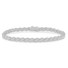 SPECIAL! .96ct G SI 14K White Gold Diamond Leaf Style Bracelet 7" Long