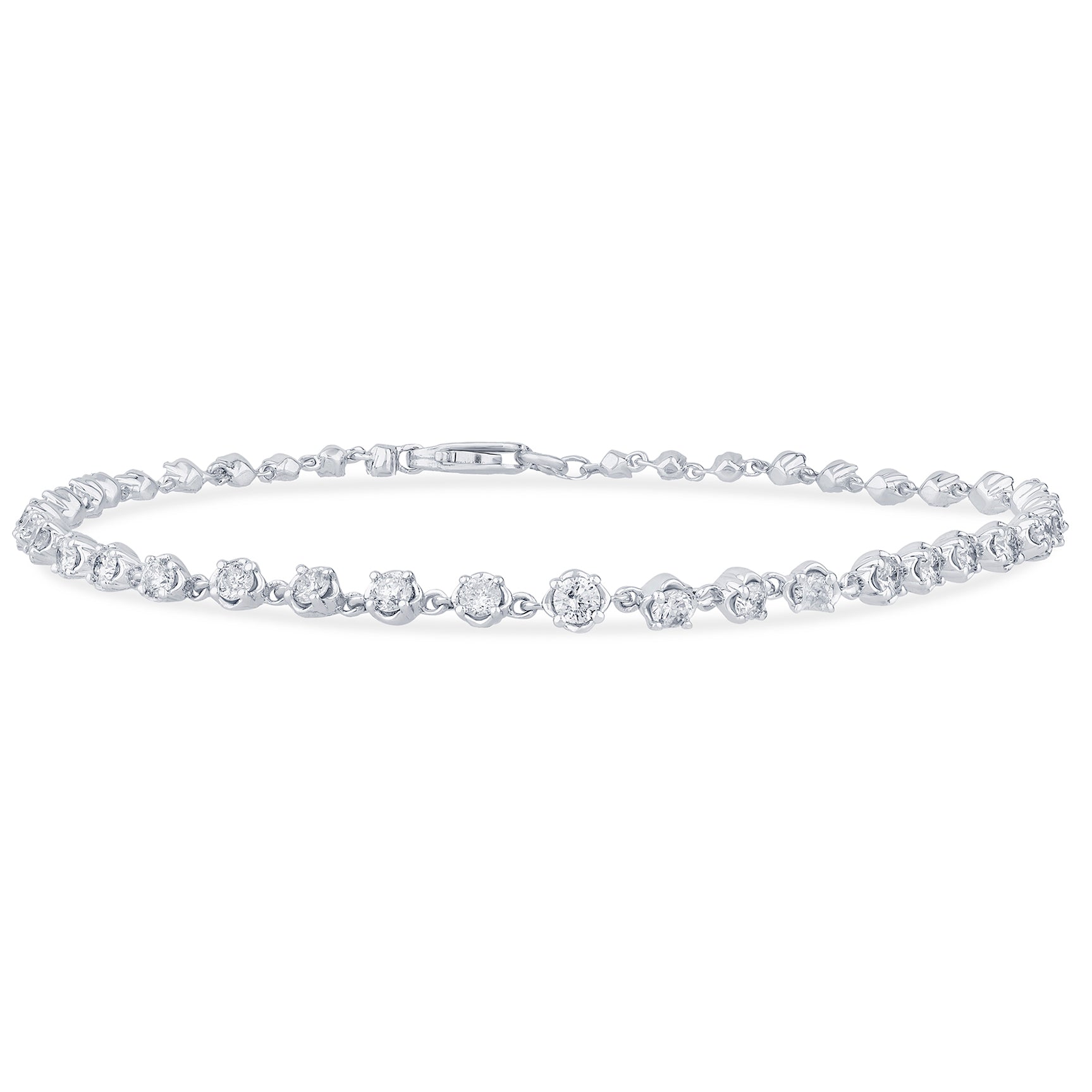 SPECIAL! 1.47ct G SI 14K White Gold Diamond Link Bracelet 7.5" Long