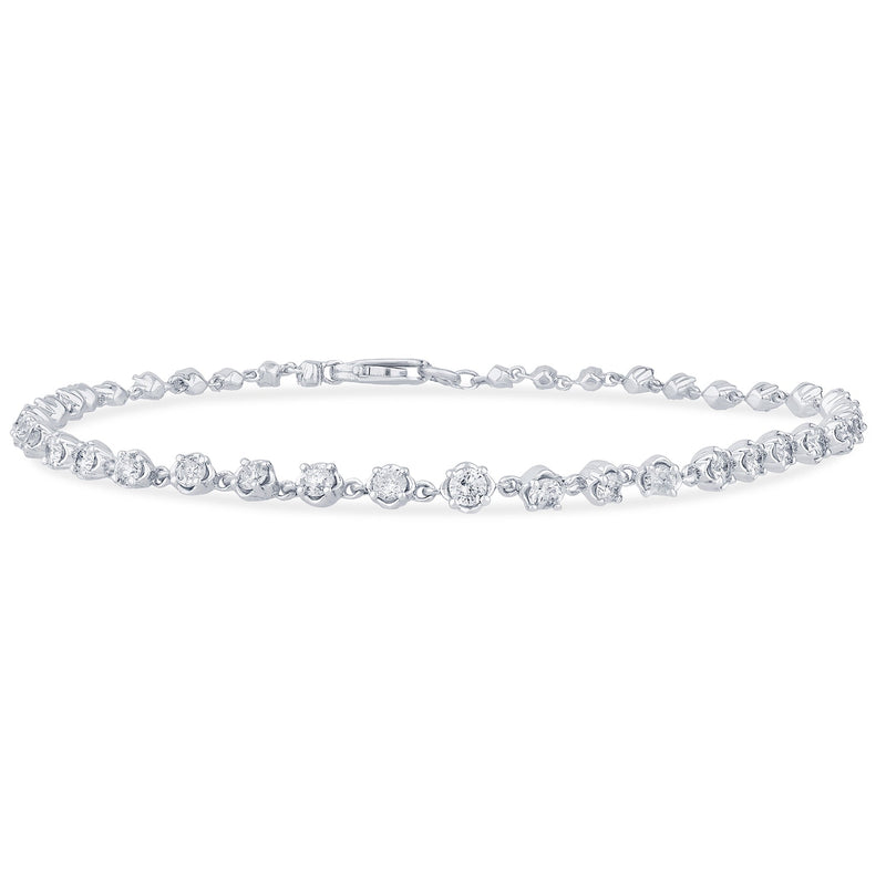 SPECIAL! 1.47ct G SI 14K White Gold Diamond Link Bracelet 7.5" Long