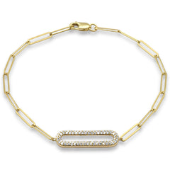 SPECIAL!.37ct G SI 14K Yellow Gold Diamond Paper Clip Style Bracelet 7" Long