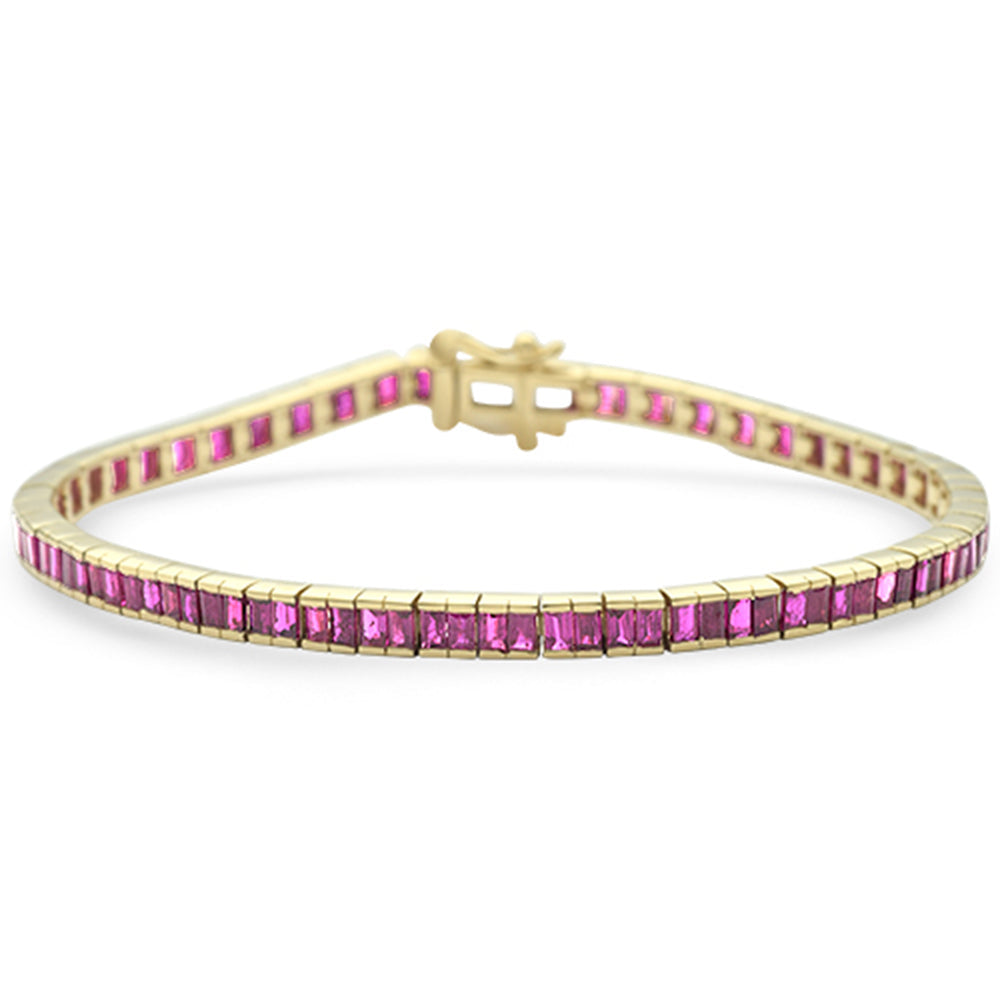 SPECIAL! 5.66ct G SI 14K Yellow Gold Ruby Gemstones Bracelet 7" Long