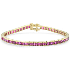 SPECIAL! 5.66ct G SI 14K Yellow Gold Ruby Gemstones Bracelet 7" Long