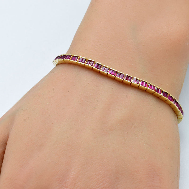 SPECIAL! 5.66ct G SI 14K Yellow Gold Ruby Gemstones Bracelet 7" Long