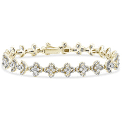 SPECIAL! 2.91ct G SI 14K Yellow Gold Diamond Flower Bracelet 7" Long
