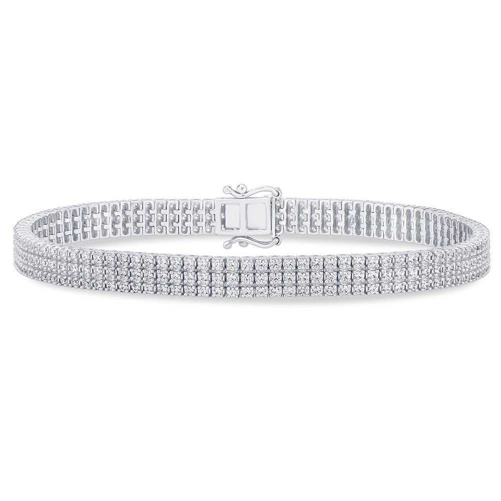 SPECIAL! 3.12ct G SI 14K White Gold Diamond 3-Layered Bracelet 7" Long