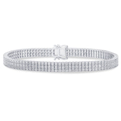 SPECIAL! 3.12ct G SI 14K White Gold Diamond 3-Layered Bracelet 7" Long