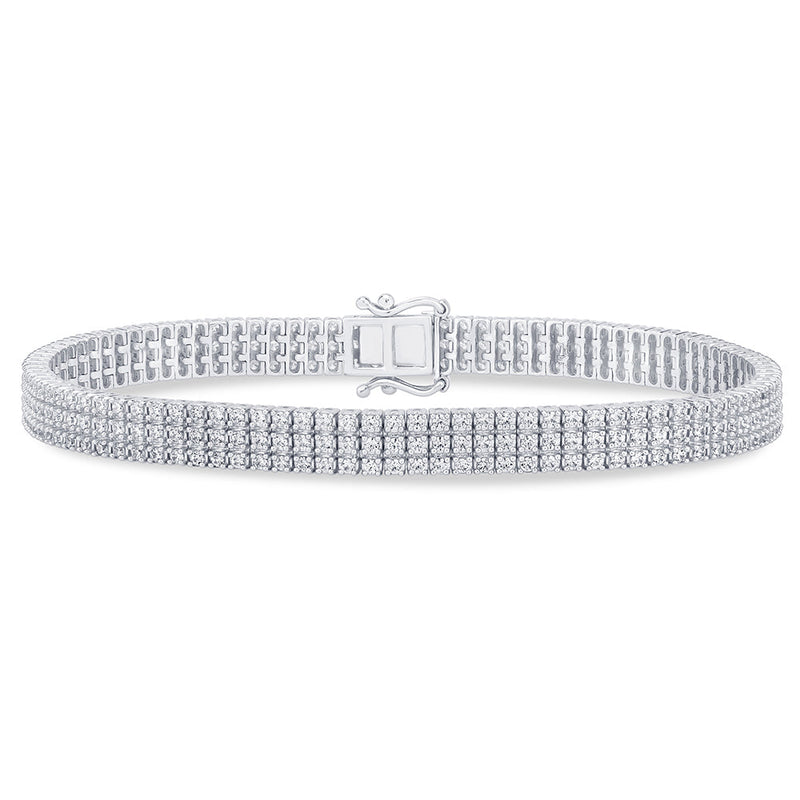 SPECIAL! 3.12ct G SI 14K White Gold Diamond 3-Layered Bracelet 7" Long