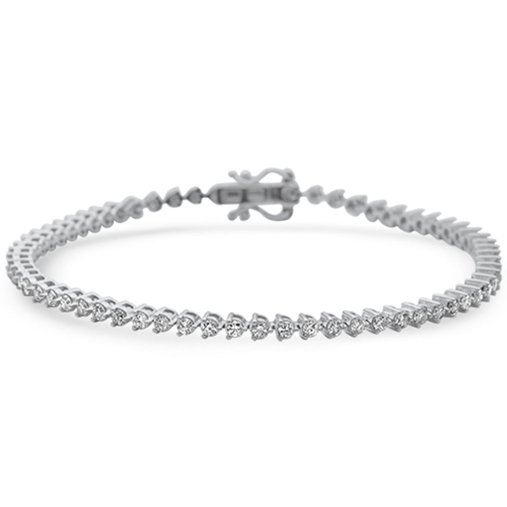SPECIAL! 2.02ct G SI 14K White Gold Diamond 3-Prong Tennis Bracelet 7" Long