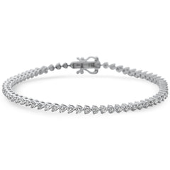 SPECIAL! 2.02ct G SI 14K White Gold Diamond 3-Prong Tennis Bracelet 7" Long