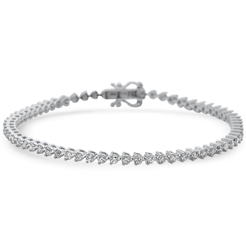 SPECIAL! 2.02ct G SI 14K White Gold Diamond 3-Prong Tennis Bracelet 7" Long