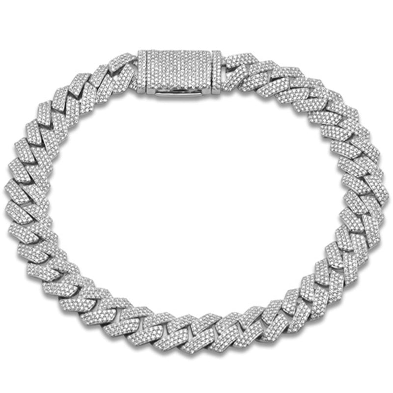SPECIAL! 9MM 3.30ct G SI 14K White Gold Diamond Square Cuban Bracelet 8" Long