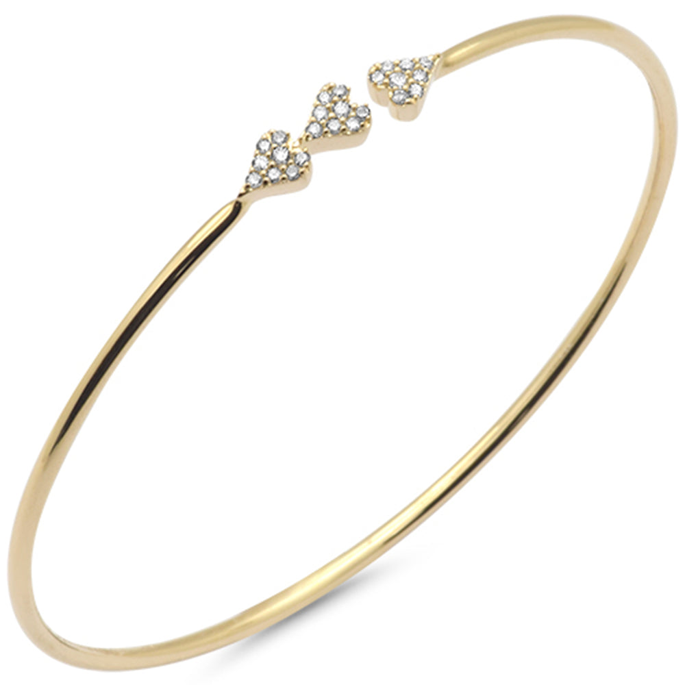SPECIAL! .18ct G SI 14K Yellow Gold Diamond Heart Open Bangle Bracelet