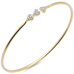 SPECIAL! .18ct G SI 14K Yellow Gold Diamond Heart Open Bangle Bracelet