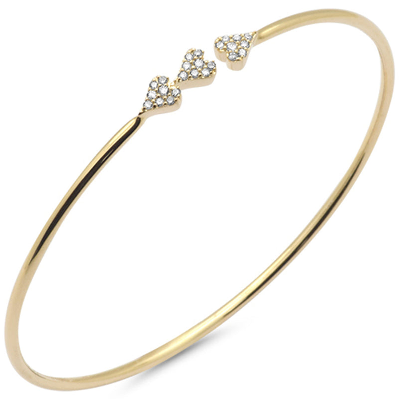 SPECIAL! .18ct G SI 14K Yellow Gold Diamond Heart Open Bangle Bracelet