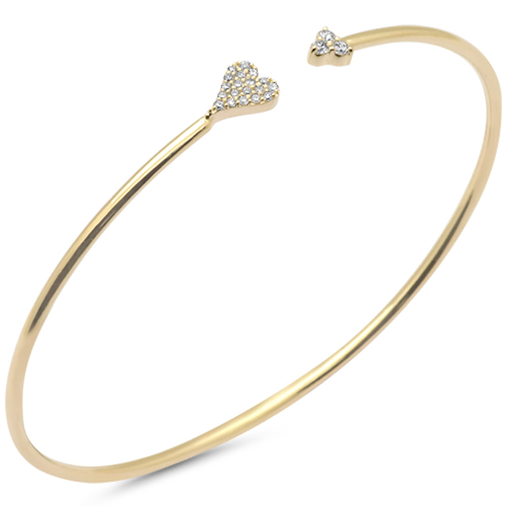 SPECIAL! .20ct G SI 14K Yellow Gold Diamond Heart Open Bangle Bracelet
