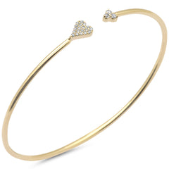SPECIAL! .20ct G SI 14K Yellow Gold Diamond Heart Open Bangle Bracelet