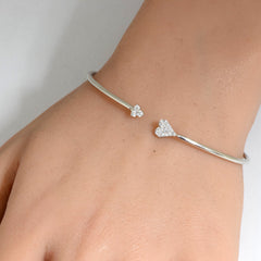 SPECIAL! .20ct G SI 14K White Gold Diamond Heart Open Bangle Bracelet